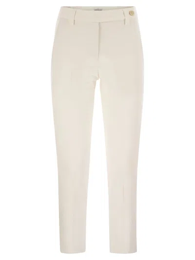 Brunello Cucinelli Women Cigarette Trousers In Stretch Cotton In White