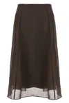 Brunello Cucinelli Women Brown Crispy Silk Circle Skirt In Brown