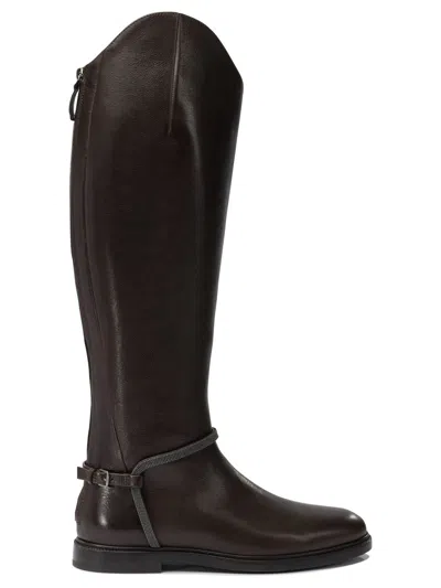 Brunello Cucinelli Women "classic" Boots In Brown