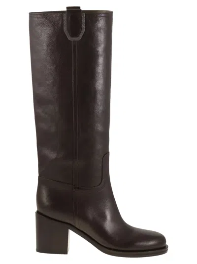Brunello Cucinelli Women Classic Leather Boot With Precious In Multi