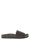 Brunello Cucinelli Textured Strap Slip-on Sandals With Cushioned Footbed In Grey