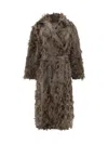 Brunello Cucinelli Women Coat With Fur Details In Multi
