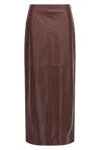 Brunello Cucinelli Column Back-split Leather Midi Skirt In Multi