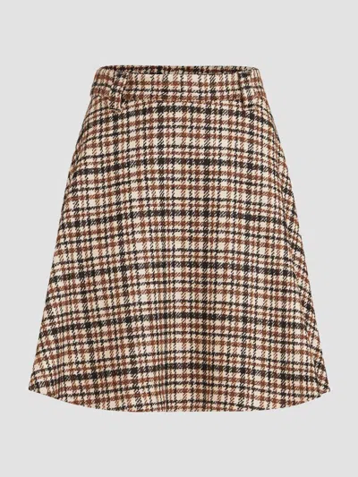 Brunello Cucinelli Comfort Checked Wool And Alpaca Mini Circle Skirt In Multi