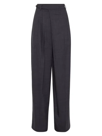 Brunello Cucinelli Women's Comfort Virgin Wool Trousers In Dark Grey