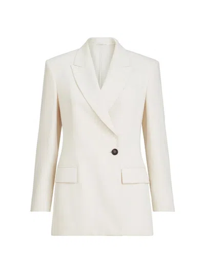 Brunello Cucinelli Women's Comfort Viscose Couture Twill Blazer With Monili In White