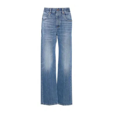 Brunello Cucinelli Women Contemporary Loose Jeans With Monile In Blue