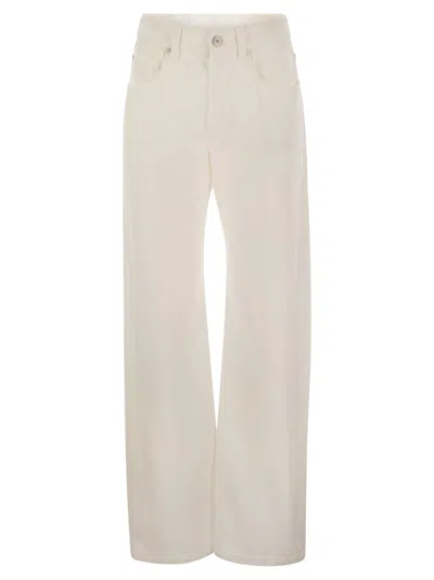 Brunello Cucinelli Women Contemporary Loose Trousers In Dyed Denim In Beige