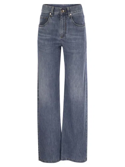 BRUNELLO CUCINELLI BRUNELLO CUCINELLI WOMEN CONTEMPORARY LOOSE TROUSERS IN LIGHTWEIGHT DENIM