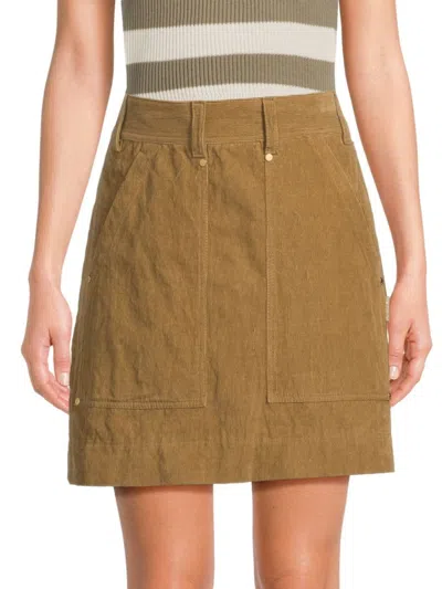 Brunello Cucinelli Women's Corduroy Cotton-blend A-line Miniskirt In Brown
