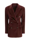Brunello Cucinelli Women Corduroy Cotton Jacket In Burgundy