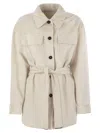 Brunello Cucinelli Women Corduroy Safari-style Jacket With Jewellery In Gray