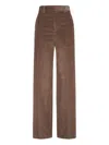 Brunello Cucinelli Women Fluid Corduroy Sartorial Track Trousers With Jewellery In Brown