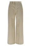 Brunello Cucinelli Beige Corduroy Trousers With Front Zip And Hook Button Closure In Green
