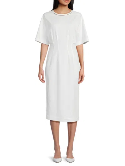 Brunello Cucinelli Women's Corset Midi Shirtdress In White