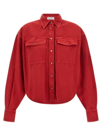 Brunello Cucinelli Women's Cotton And Linen Shirt In Red