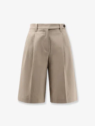 Brunello Cucinelli Women Cotton And Linen Shorts In Brown