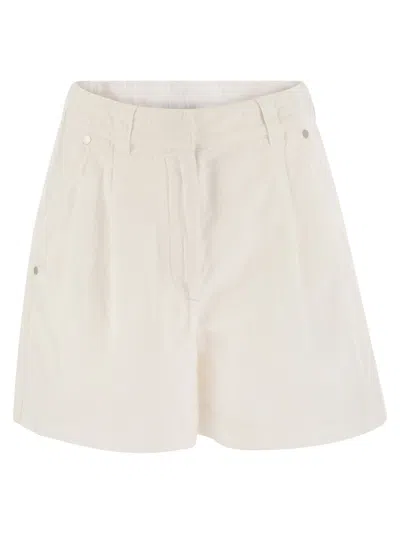 Brunello Cucinelli Women Cotton And Linen Shorts With Jewellery