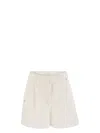 Brunello Cucinelli Women Cotton And Linen Shorts With Jewellery