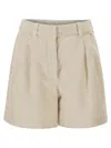 Brunello Cucinelli Women Cotton And Linen Shorts With Jewellery In Multi