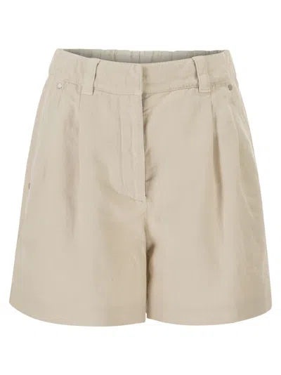 Brunello Cucinelli Women Cotton And Linen Shorts With Jewellery In Multi