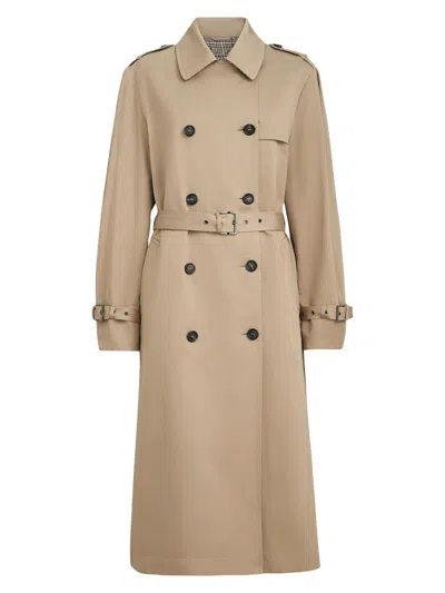 Brunello Cucinelli Women's Cotton And Linen Twill Trench Coat With Monili In Brown