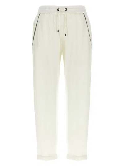 BRUNELLO CUCINELLI WOMEN'S COTTON AND SILK BLEND TROUSERS
