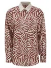Brunello Cucinelli Cotton And Silk Ethnic Print Poplin Shirt In Red