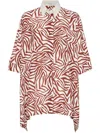 Brunello Cucinelli Women Cotton And Silk Ethnic Print Poplin Shirt With Monili In Multicolor