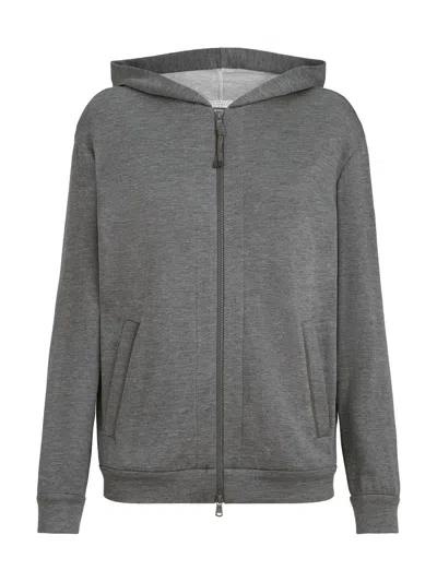 Brunello Cucinelli Sweatshirt With Hood In Gray