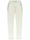 Brunello Cucinelli White Pants With Elastic Drawstring Waist And Monile Detail On The Pockets In Cotton Woman In Multicolor