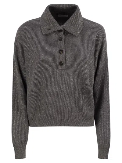 BRUNELLO CUCINELLI BRUNELLO CUCINELLI WOMEN COTTON AND VISCOSE RIB KNIT HIGH COLLAR