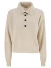 Brunello Cucinelli Women Cotton And Viscose Rib Knit High Collar In Neutral