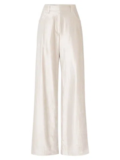 Brunello Cucinelli Shimmer-finish Wide-leg Trousers In White