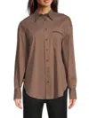 Brunello Cucinelli Women's Cotton-blend Button-front Shirt In Brown
