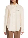Brunello Cucinelli Women's Cotton-blend Button-front Shirt In White