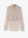 Brunello Cucinelli Women Cotton Blend Shirt With Monili Detail In Brown
