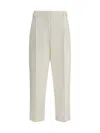 Brunello Cucinelli Pleated Canvas Twill Tailored Pants In White