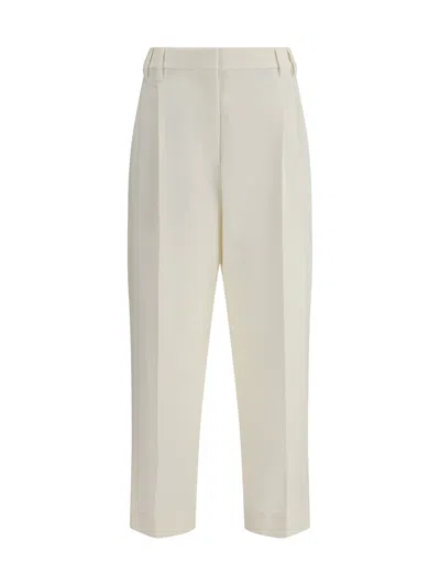 Brunello Cucinelli Women Cotton Chino Pants In White