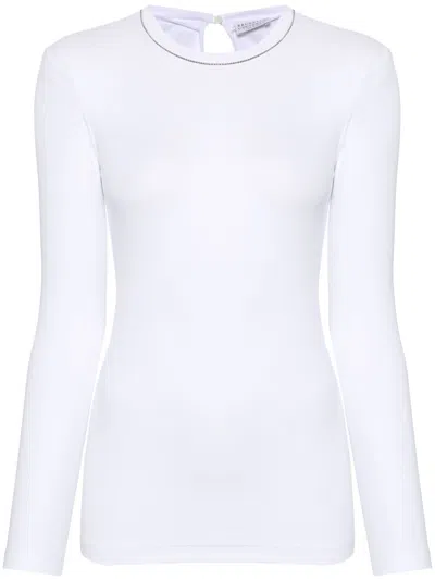 Brunello Cucinelli Women Cotton Crewneck Sweater In White