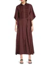 Brunello Cucinelli Women's Cotton Embroidered Belted Maxi Dress