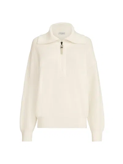 Brunello Cucinelli Women's Cotton English Rib Sweater In Neutral