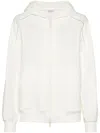 Brunello Cucinelli White Shiny Trims Zip-up Hoodie In White