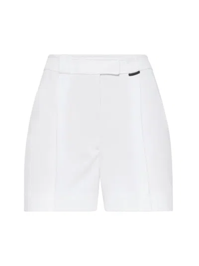 Brunello Cucinelli Women's Cotton Interlock Shorts With Shiny Tab In White