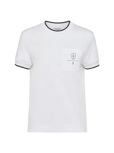 Brunello Cucinelli Printed Cotton-jersey T-shirt In White