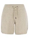 Brunello Cucinelli Women's Cotton Knit Shorts With Sequins In Cream