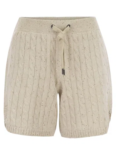 BRUNELLO CUCINELLI BRUNELLO CUCINELLI WOMEN COTTON KNIT SHORTS WITH SEQUINS