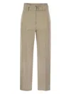 Brunello Cucinelli Women's Cotton Linen Canvas Corset Cigarette Trousers With Jewellery In Beige