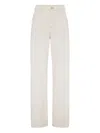 Brunello Cucinelli Cotton-wool Barrel Cuff Wide-leg Jeans In White