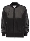 Brunello Cucinelli Women Cotton Organza Bomber Jacket With Shiny Trims In Black